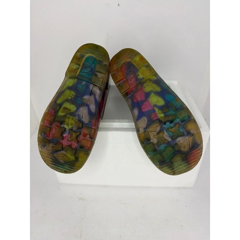 Rain‎ Essentials Kids Heart Print Rain Boots Blue Pink Multi Color Size 11/12